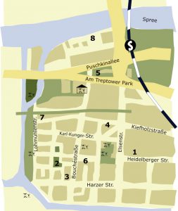 Karte von Alt-Treptow mit Nummern